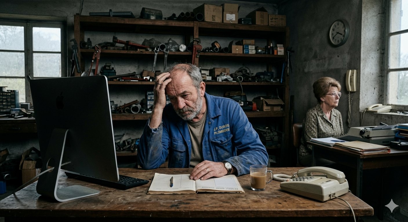 Artisan devant son carnet de commandes vide