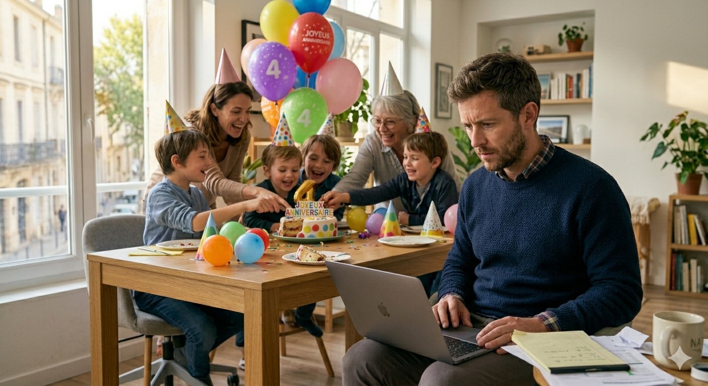 Entrepreneur qui rate l'anniversaire de son fils