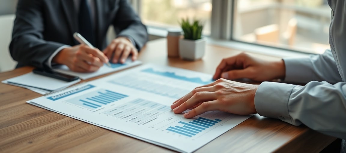 Professionnel examinant des documents d'analyse budgétaire et des calculs de coûts