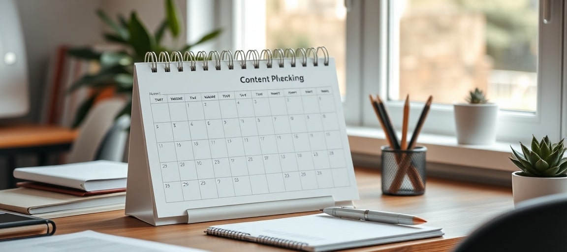 Un calendrier éditorial structuré affichant un plan de publication hebdomadaire régulier