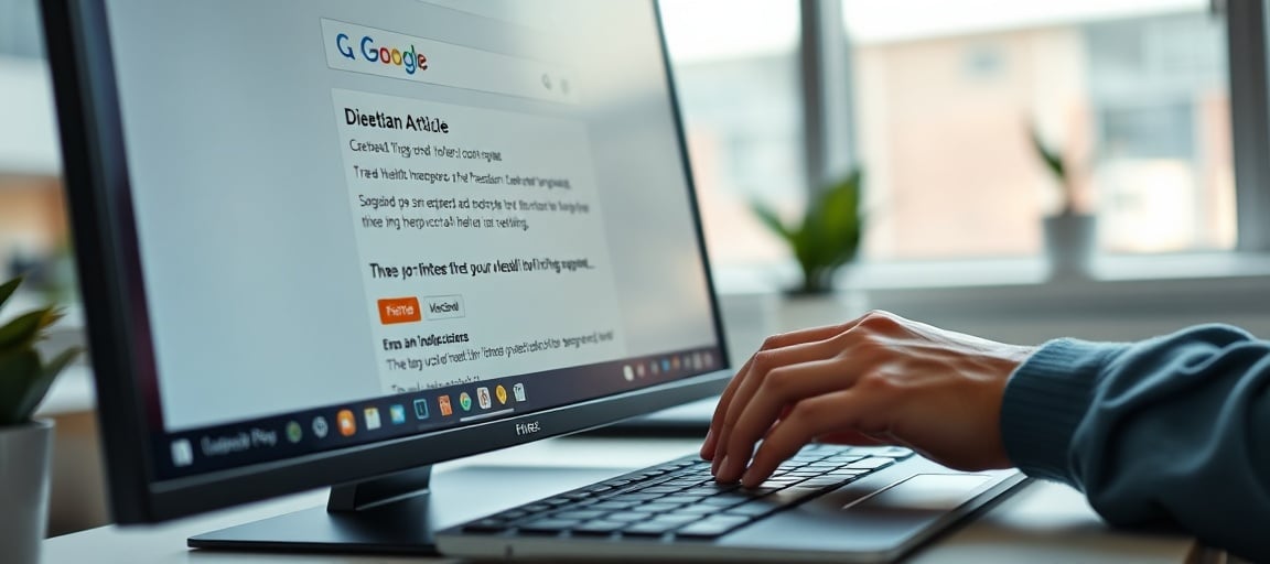 Patient qui trouve un article de diététicien sur la première page de Google