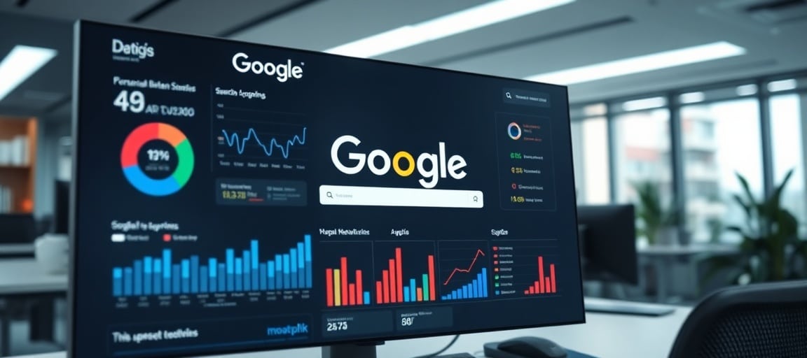 Algorithme de Google avec graphiques d'analyse et métriques