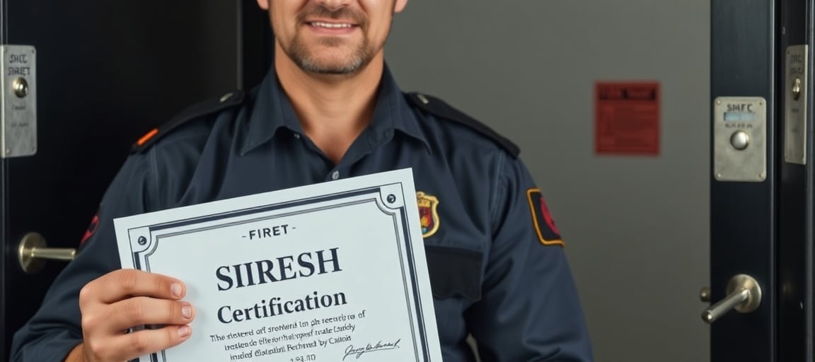 Serrurier professionnel affichant ses certifications et qualifications