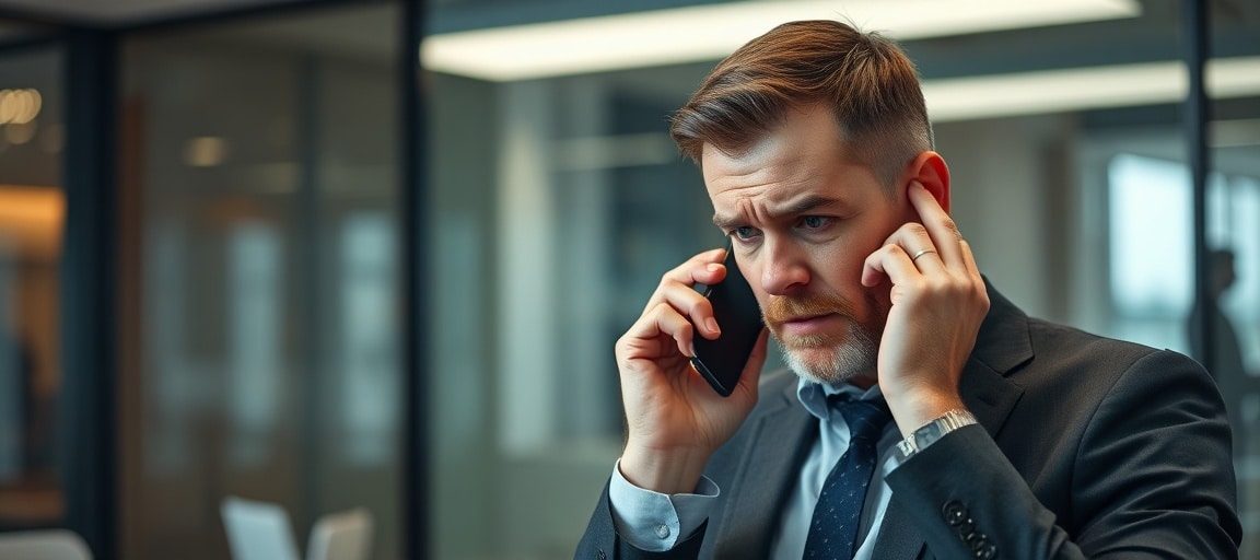 Un homme d'affaires refuse un appel téléphonique non désiré