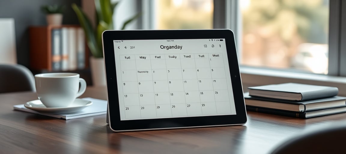 Un calendrier éditorial organisé sur une tablette affichant un planning hebdomadaire