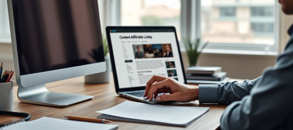 Un créateur de contenu intègre des liens d'affiliation dans un article de blog