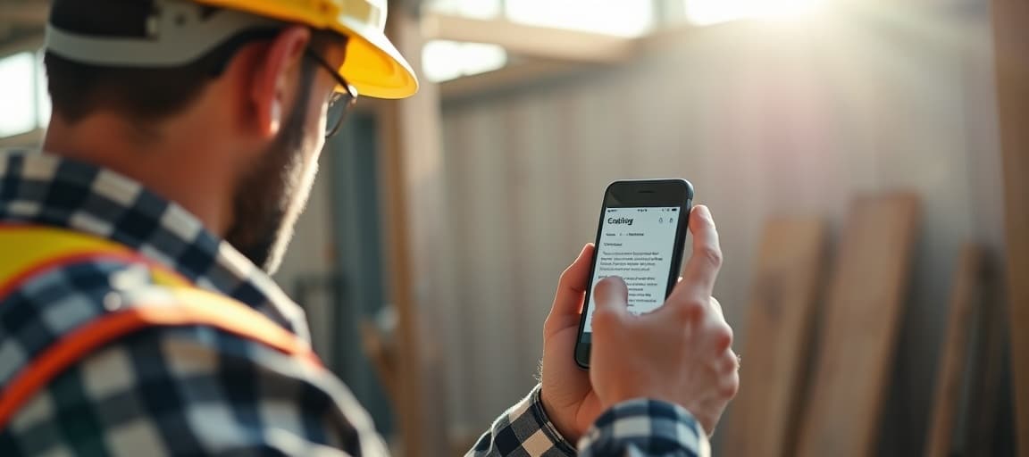 Un menuisier travaille sur son chantier tandis que son blog se publie automatiquement
