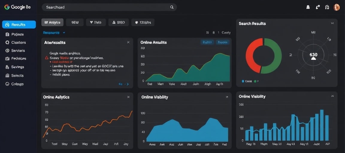 Écran d'ordinateur affichant des résultats de recherche Google et des statistiques