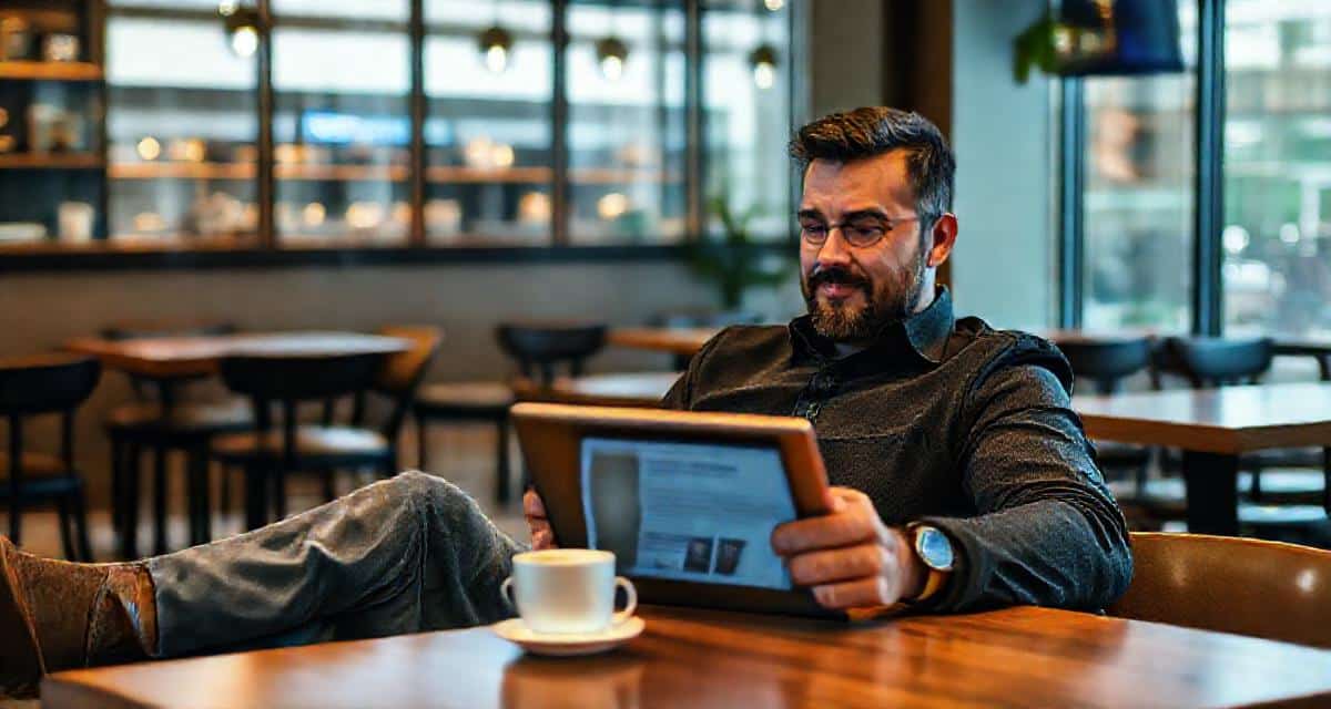 Restaurateur consultant son blog automatique sur tablette
